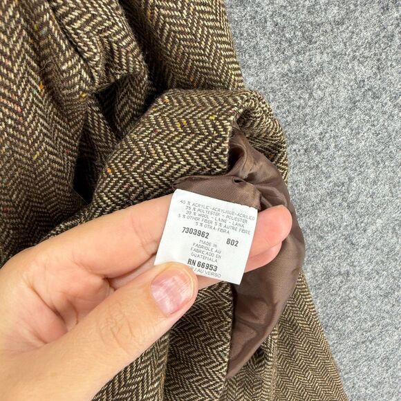 Joan Leslie Jacket Women 16 Brown Full Zip Collared Long Sleeve Wool Casual - Picture 4 of 7